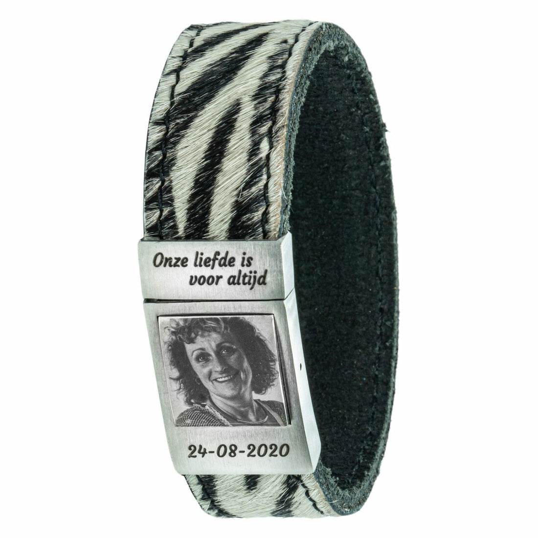 Zebra-Fotoarmband aus Leder mit Ihrem eigenen Foto