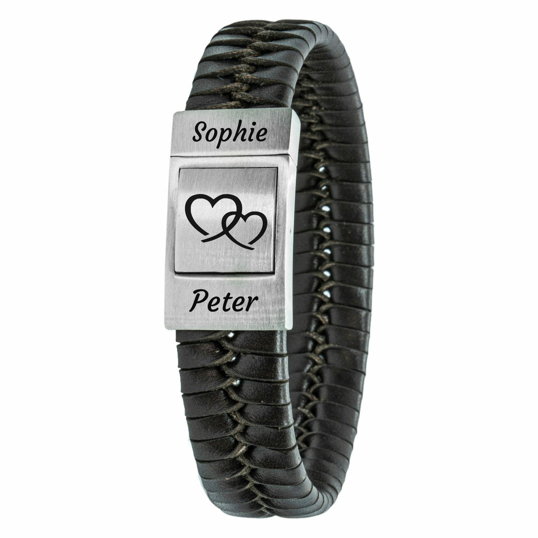 Own text and symbol Bracelet Braided leather