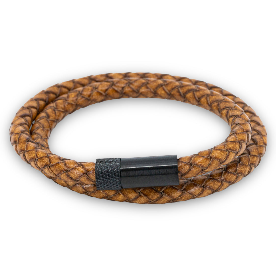RUIGG – Braunes, geflochtenes, doppelt rundes 6-mm-Lederarmband