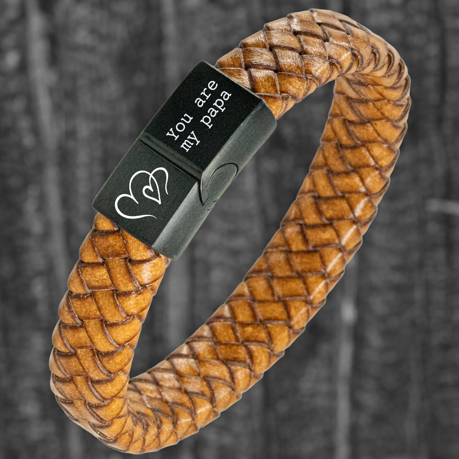 Luxuriöses gravierbares Armband – geflochtenes Leder Ihrer Wahl