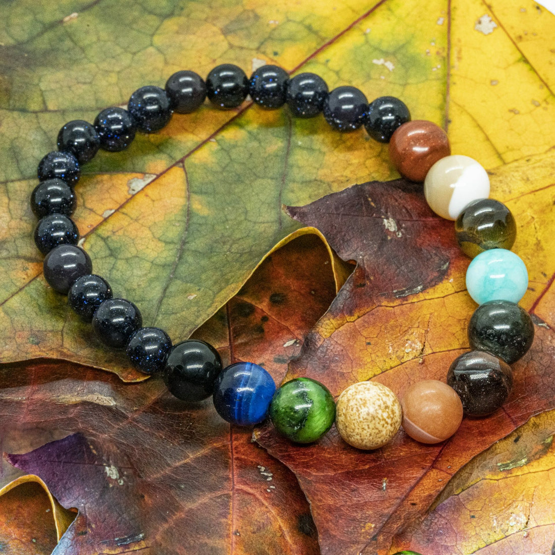Planeten-Armband – 6 und 8 mm Perlen-Universum