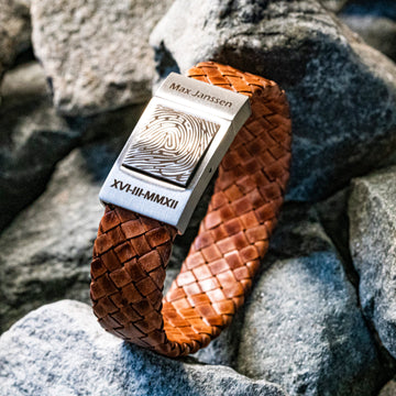 Fingerprint bracelet - Rocky Brown braided leather