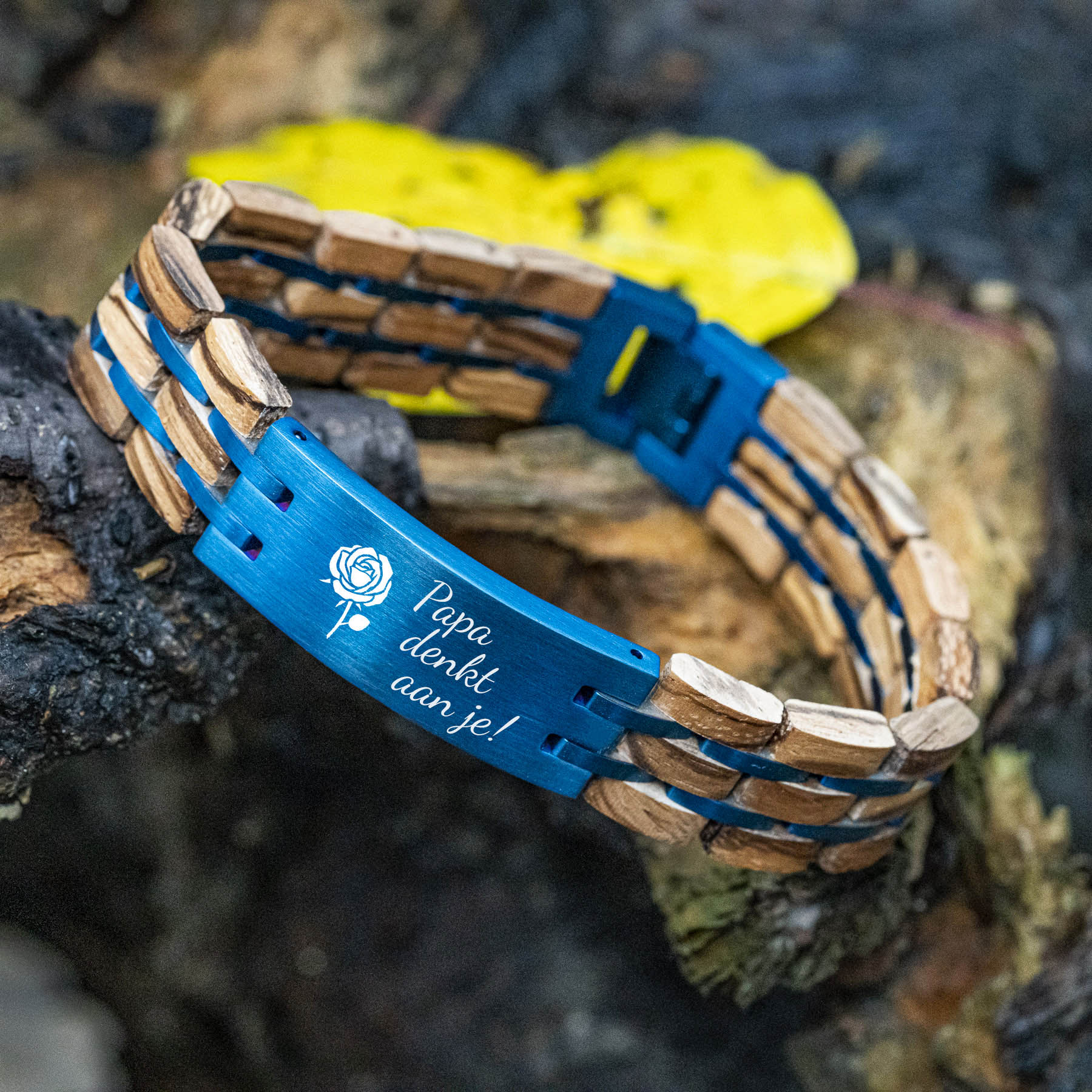 Blaues TIMBERWOOD (Zebrano / Blau) - Holzarmband
