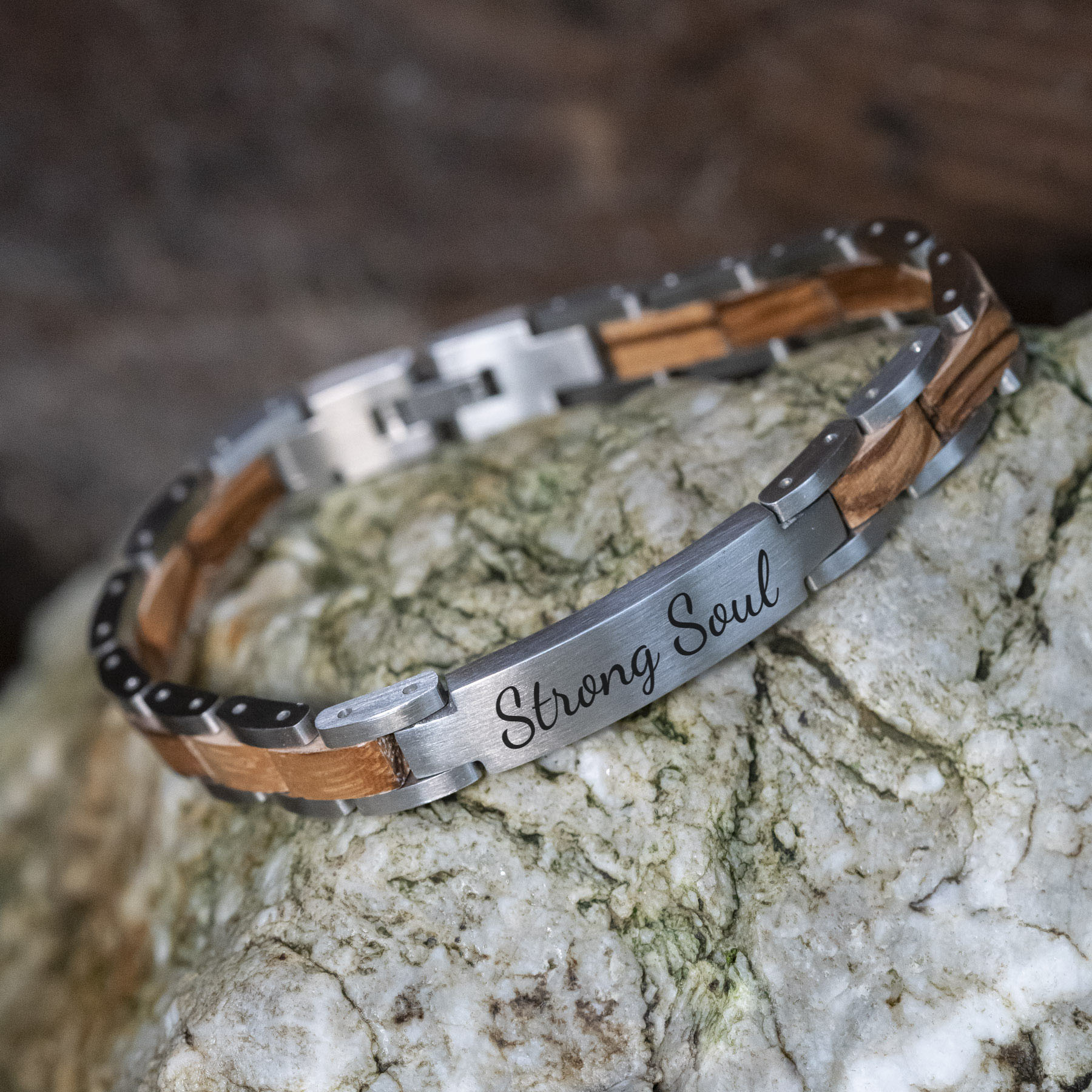 Gravierbares Holzarmband (TIMBERWOOD) Zebrano