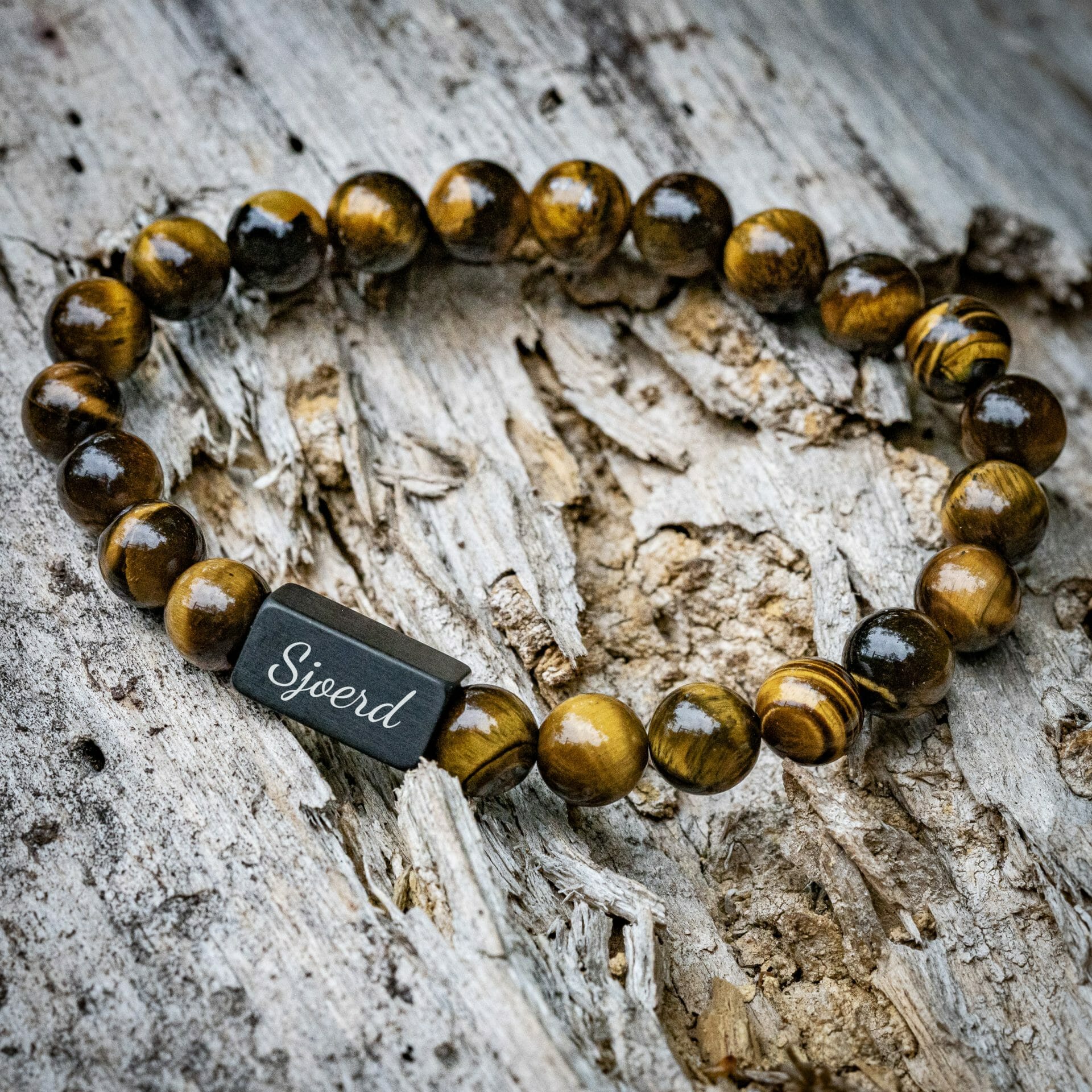 Namensgravur Tigeraugen / Tigerauge – 8 mm Perlenarmband